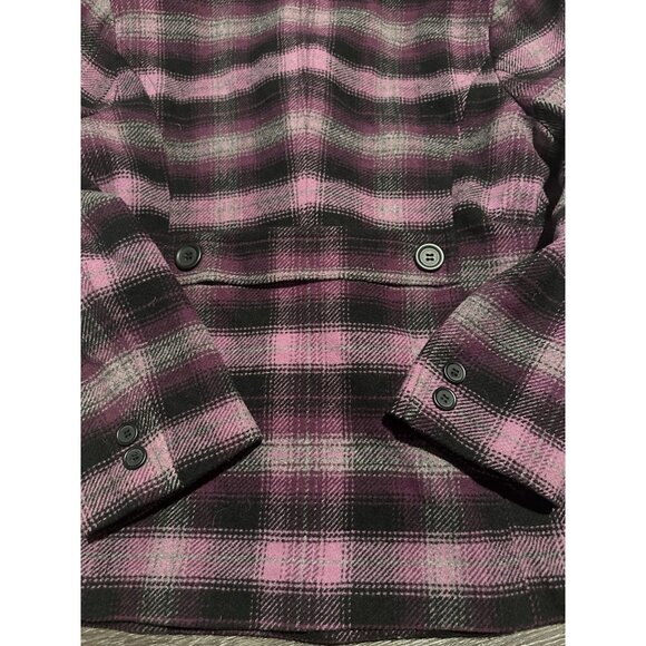 Chadwicks Wool Pea Coat Women Sz 16 Purple Plaid Double Breasted Button Front - Picture 5 of 12